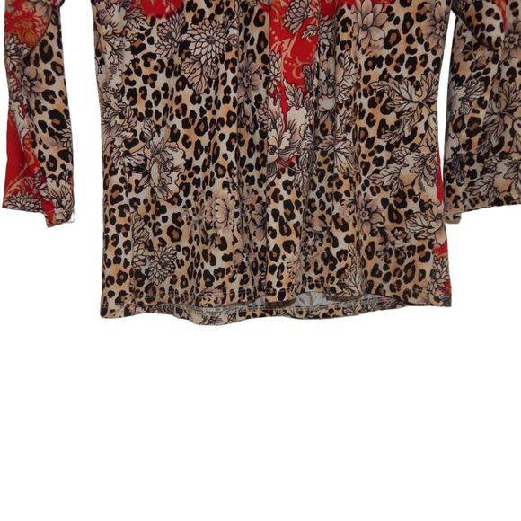 LINEA DONATELLA women's small floral & paisley animal print leopard spot blouse - Picture 4 of 10